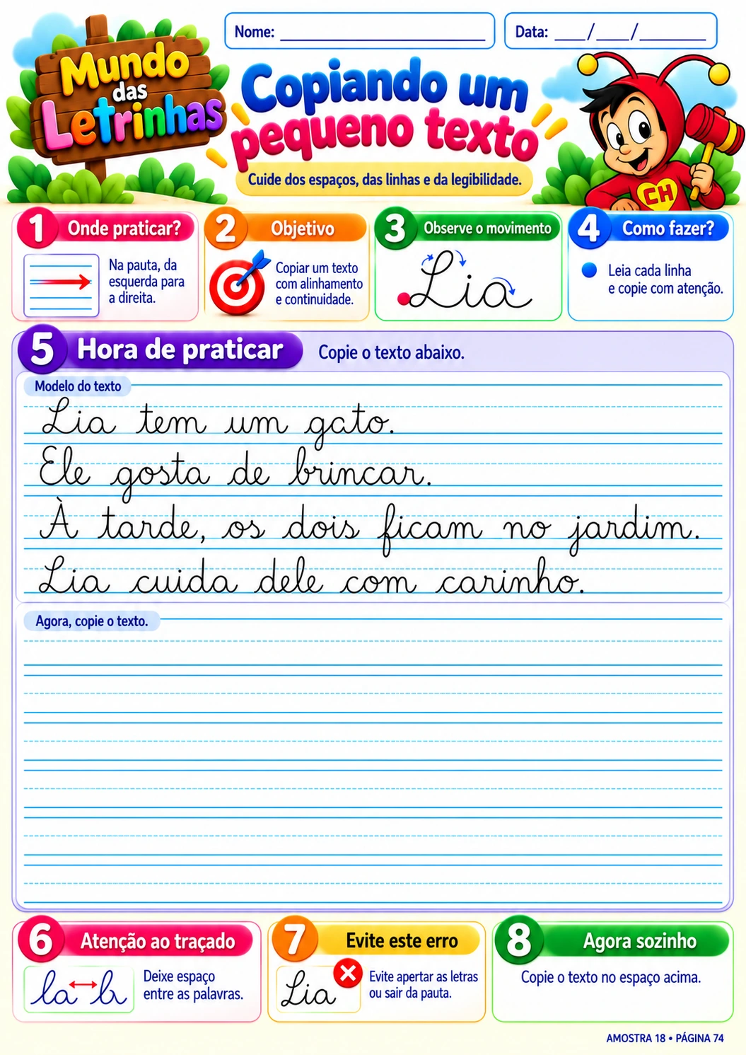 Texto de quatro a cinco linhas