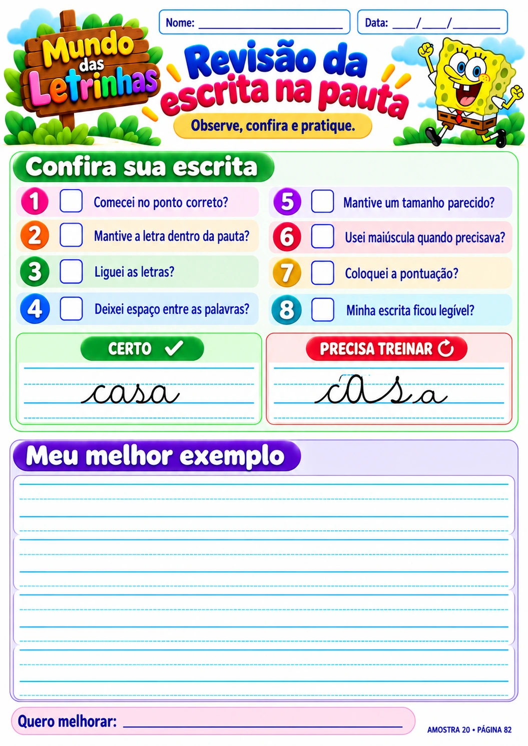 Revisão da escrita na pauta